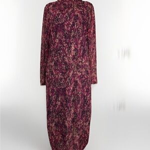 Bar III Dress Women XXL Animal Print Maxi Long High Neck Lined Rayon Casual